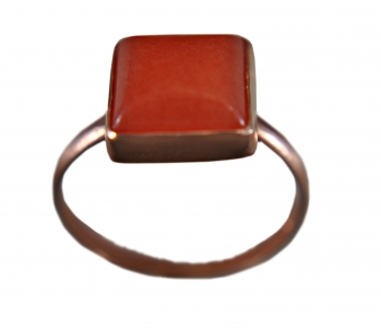 925 Sterling Silber Ring mit geometrischem Jade -  Roségold - Verstellbar -  Koralle - Trendfarbe - Quadratisch - Geschenkidee - Einzigartig